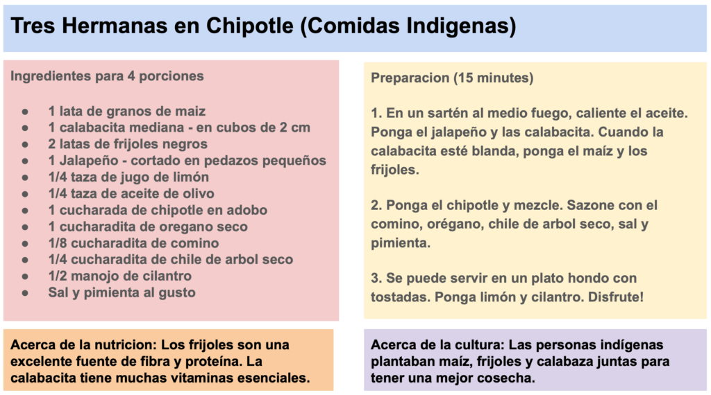 Receta: Tres Hermanas en Chipotle (Native American and Native Mexican) -  Familias en Accion
